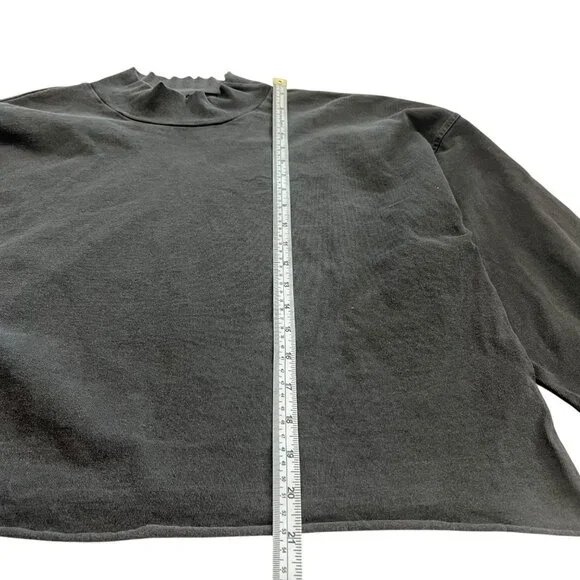 Joah Brown Mock Neck Cropped Long Sleeve Shirt Gray S / M Distressed Minimalist - Picture 7 of 8